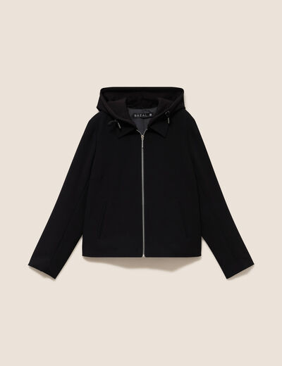 Veste manches longues capuche amovible noir femme