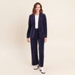 Veste tailleur velours bleu marine femme