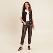 Gilet sans manches sans col marron foncé femme