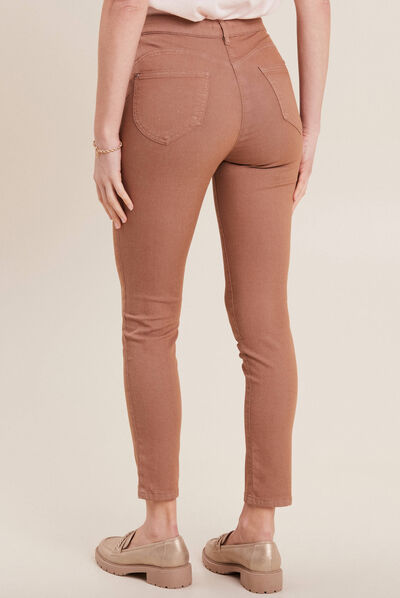 Pantalon léger taille standard 7/8ème marron femme