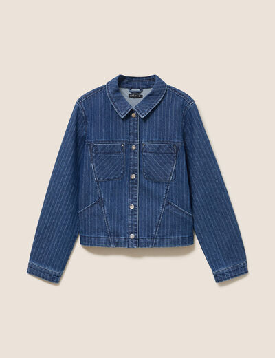 Veste manches longues en jean denim stone femme