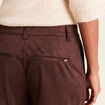 Pantalon large 7/8&egrave;me aspect daim marron fonc&eacute; femme