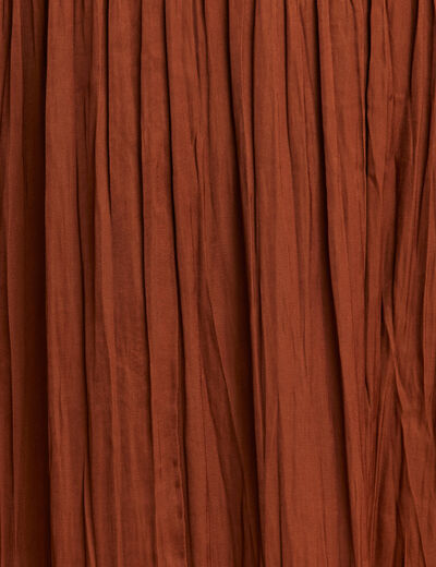 Jupe longue évasée satin marron foncé femme