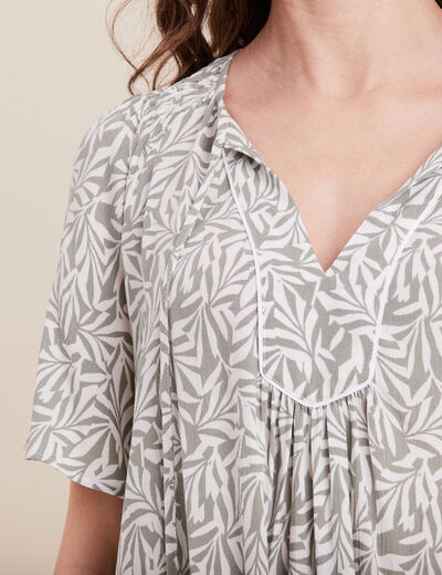 Blouse manches courtes vert kaki femme