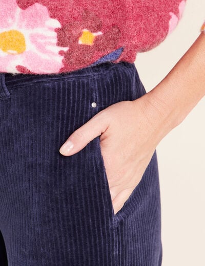 Pantalon en velours bleu marine femme