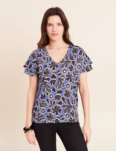 T-shirt manches courtes bleu femme
