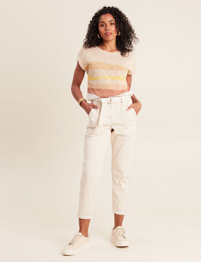 Pull sans manches beige femme