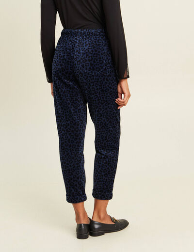 Pantalon coupe mom en velours bleu femme