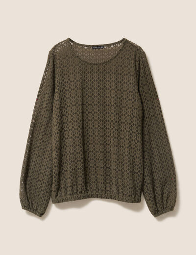 Blouse manches longues vert kaki femme