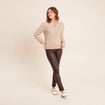 Pull col tunisien manches longues beige femme