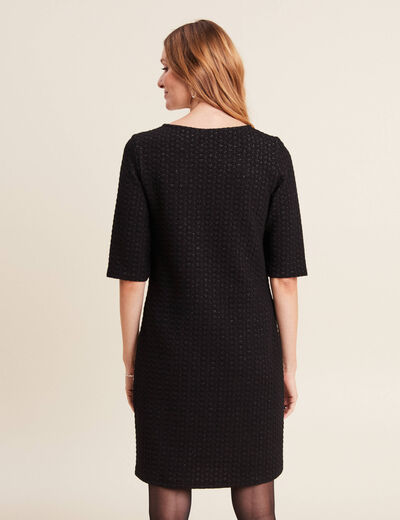 Robe droite manches 3/4 noir femme