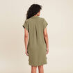 Robe droite col en V vert kaki femme