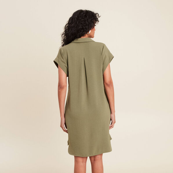 robe droite col en v vert kaki femme Robe droite col en V vert kaki femme
