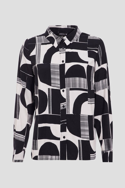 Chemise manches longues noir femme