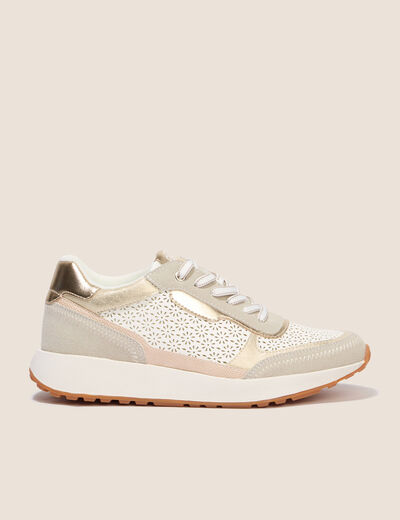 Baskets aspect daim beige femme