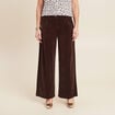 Pantalon large velours marron femme