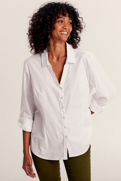 Chemise manches longues ecru femme