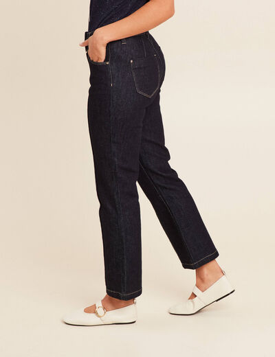 pantalon bootcut 7/8ème taille haute denim brut femme