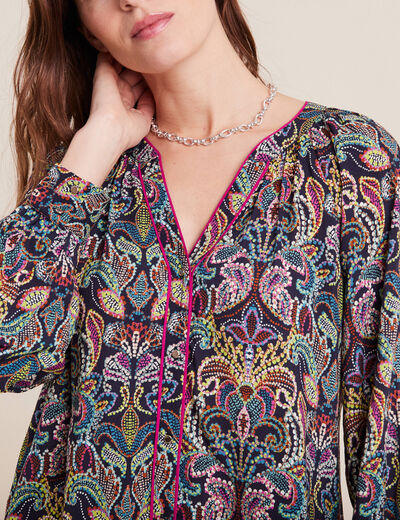 Blouse manches longues multicolore femme