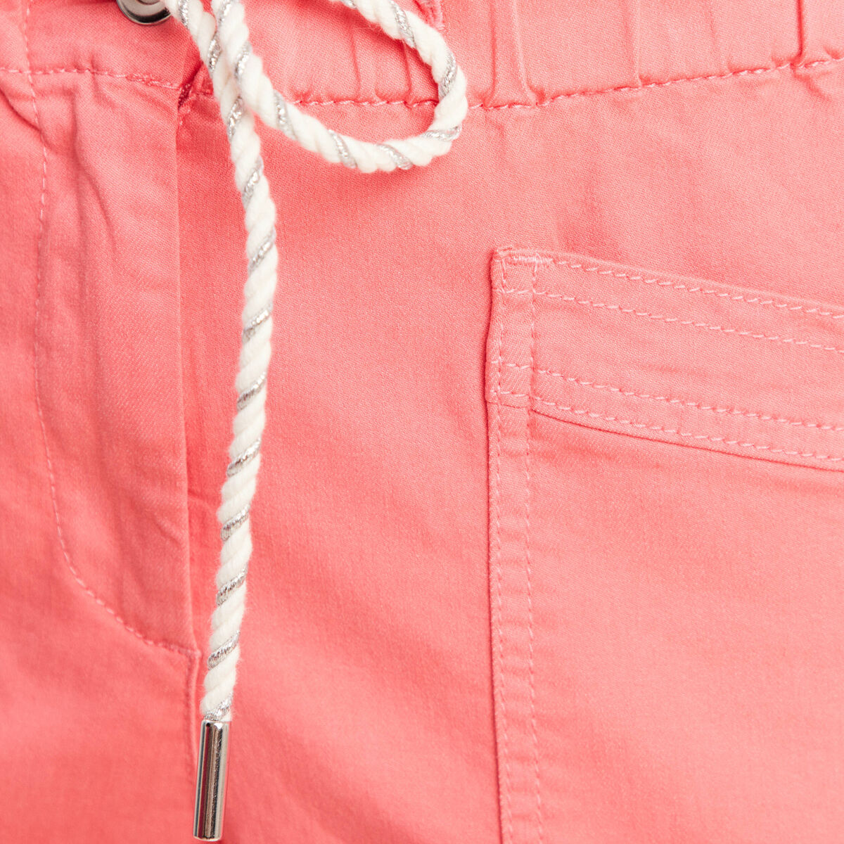 Pantalon coupe droite à coulisse rose vif femme