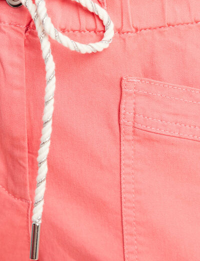 Pantalon coupe droite à coulisse rose vif femme