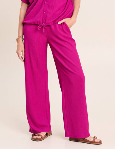 Pantalon large taille haute violet clair femme