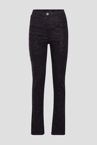 Pantalon ajusté denim noir femme