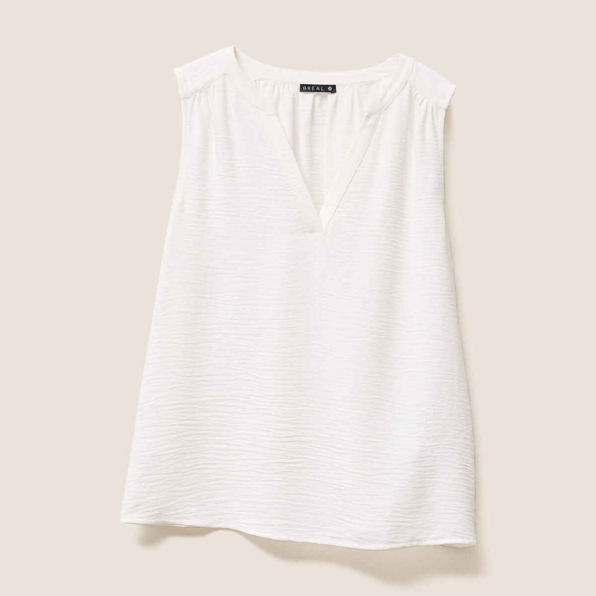 Blouse ample col en V ecru femme