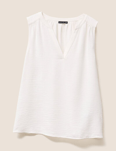 Blouse ample col en V ecru femme