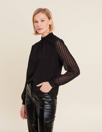 Blouse manches longues noir femme