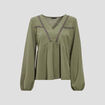 T-shirt manches longues vert kaki femme