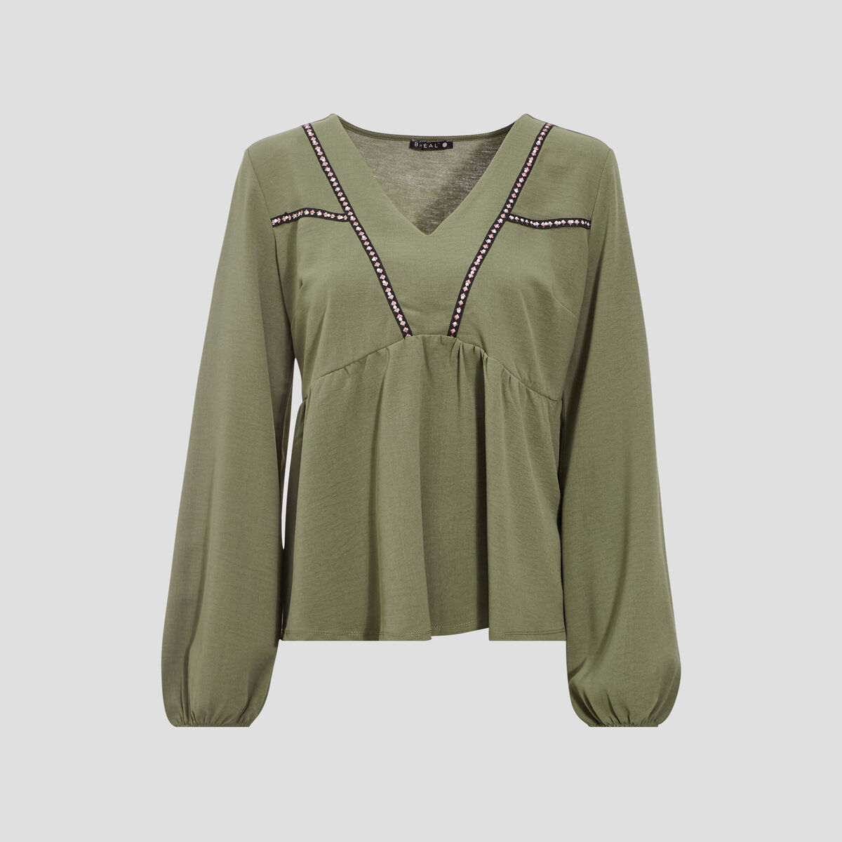 T-shirt manches longues vert kaki femme