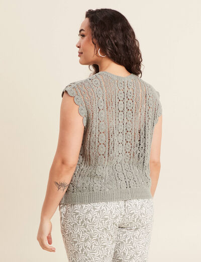 Débardeur macramé vert clair femme
