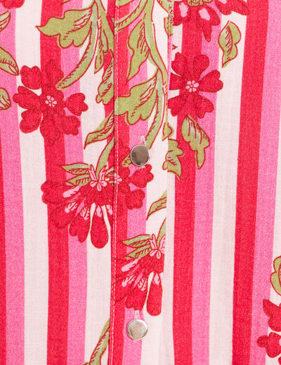 Robe courte &eacute;vas&eacute;e manches 3/4 rose femme