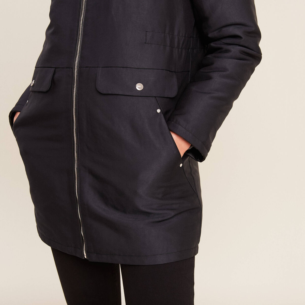 Parka r&eacute;versible &agrave; capuche noir femme
