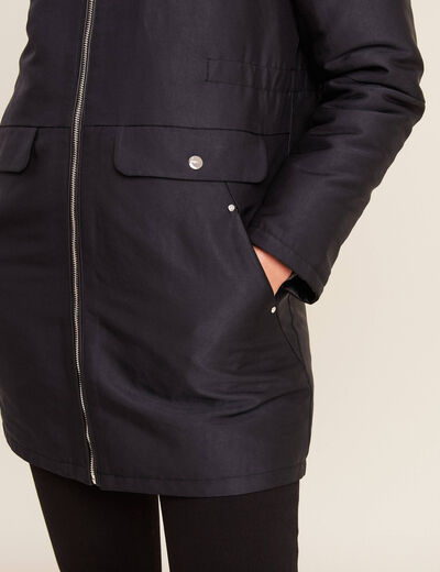 Parka r&eacute;versible &agrave; capuche noir femme