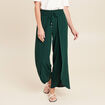 pantalon large taille haute vert foncé femme