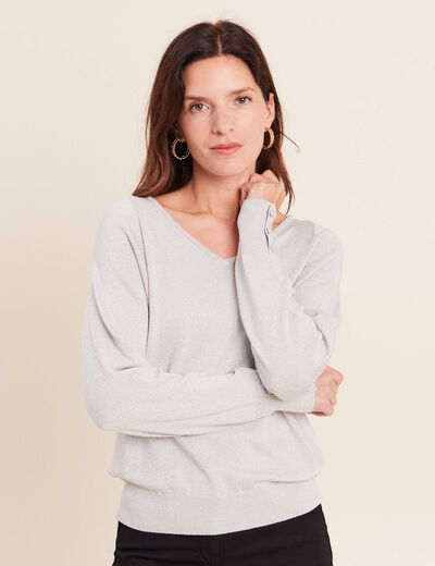 Pull manches longues gris argent femme