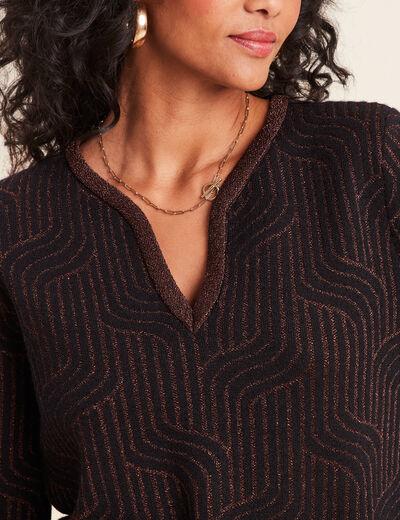Pull manches longues marron femme