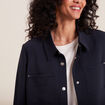 Veste cintrée boutonnée bleu foncé femme