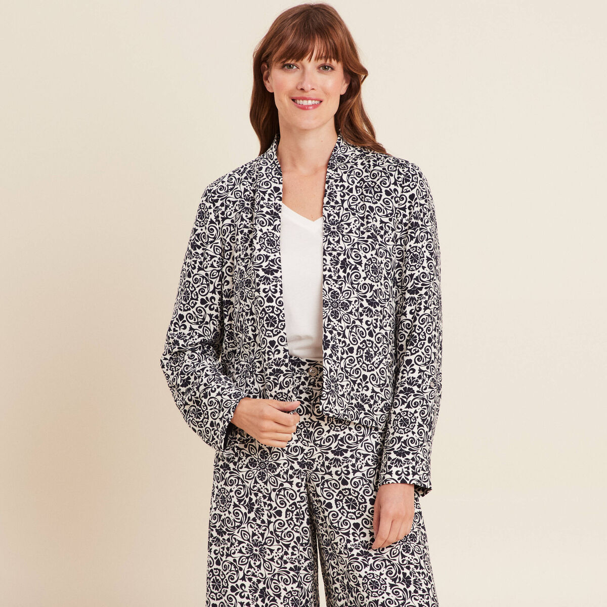 Veste ouverte doublée bleu marine femme