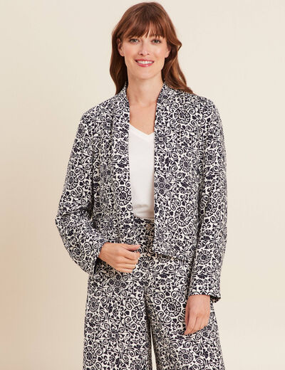 Veste ouverte doublée bleu marine femme