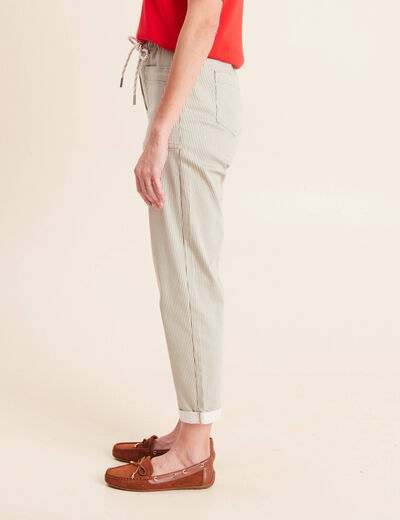 Pantalon coupe mom 7/8&egrave;me vert femme