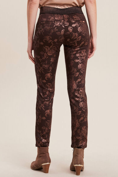 Pantalon ajusté marron femme