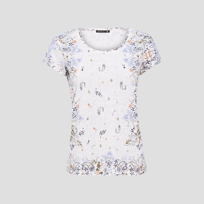 T-shirt manches courtes ecru femme