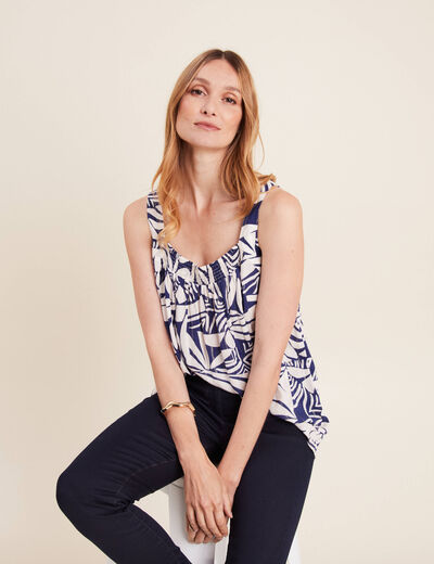 Blouse bretelles fines bleu femme