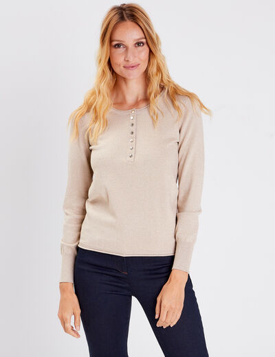 Pull manches longues couleur or femme