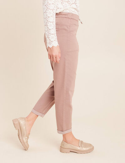 Pantalon coupe mom 7/8&egrave;me taupe femme