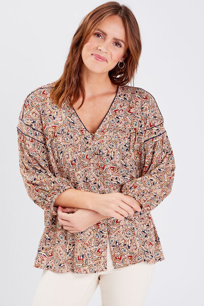 Blouse manches 3/4 creme femme