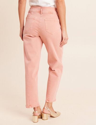 Jean coupe droite 7/8&egrave;me taille haute vieux rose femme
